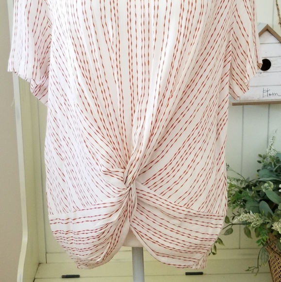 NWT! Böhme S/S Pattern Rust/Cream Knot Top Blouse - Picture 4 of 12